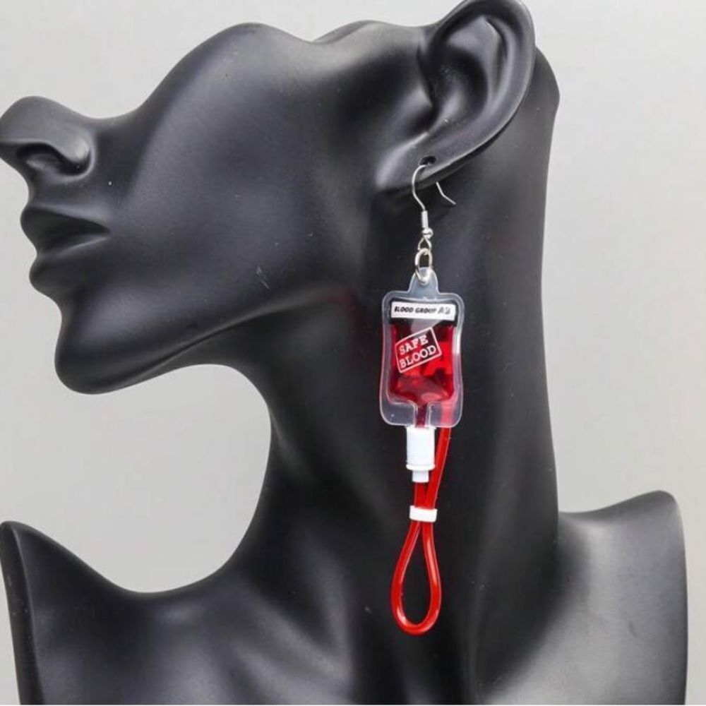 3for$20 1pair Halloween FunnyβBlood Bag Plasma Dangle Earrings